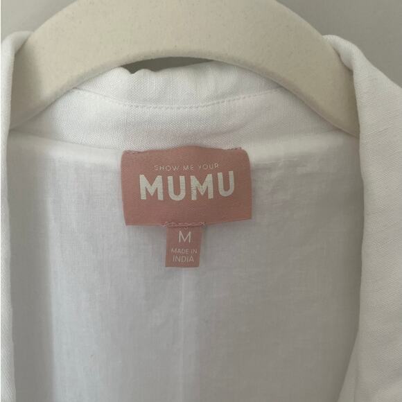 Show Me Your MUMU Levi Blazer Dress w/Pockets Double Breasted Linen Blend sz. M - Picture 5 of 8
